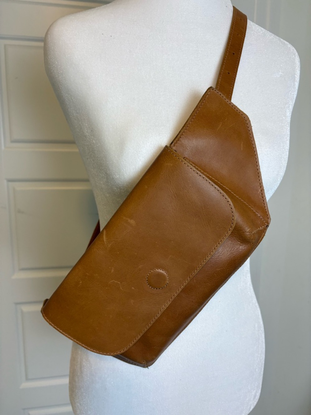 Able Delilah Belt Bag Waist Pack Crossbody Cognac Brown Leather